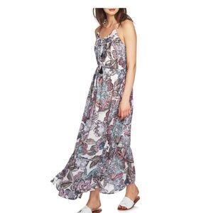 1. State White Maxi Dress with Pink & Brown Floral Print